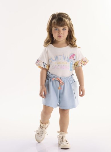 Conjunto Aumigo Infantil com Blusa e Short Off White