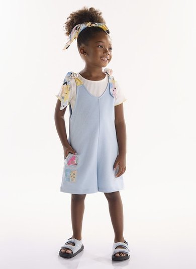 Conjunto Infantil com Cropped e Macaquinho Off White