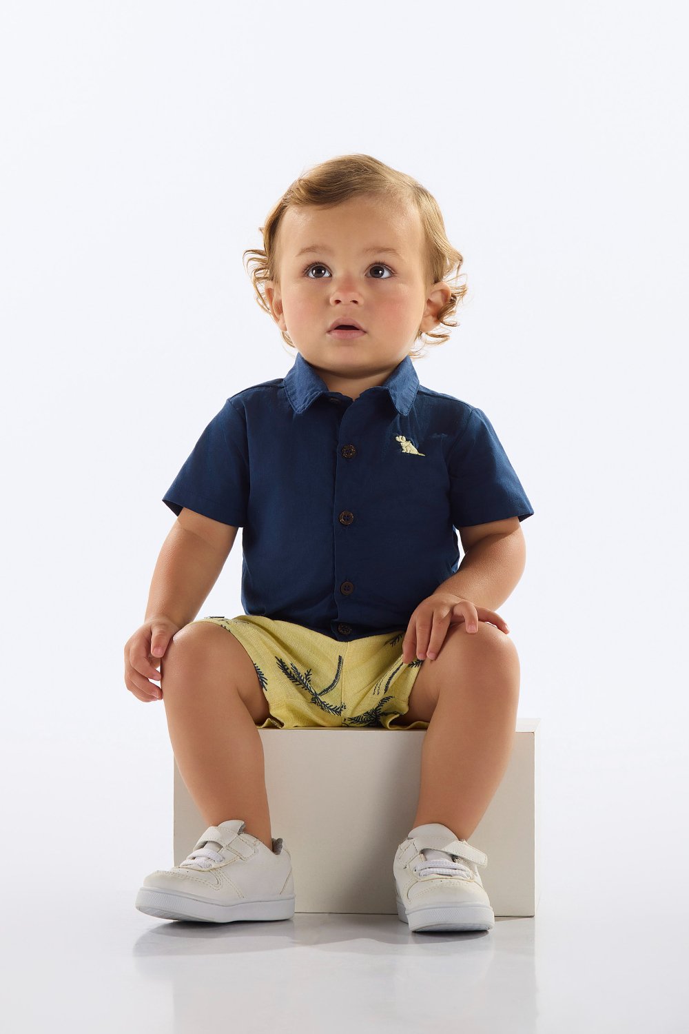 Conjunto Bebê com Camisa e Bermuda (Azul Marinho) Quimby