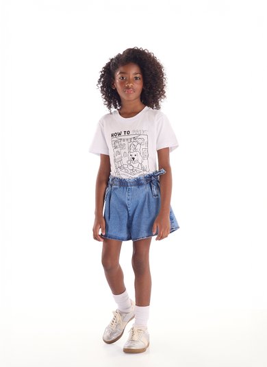 Camiseta Infantil Unissex com Kit de Canetinhas para Pintar Branco