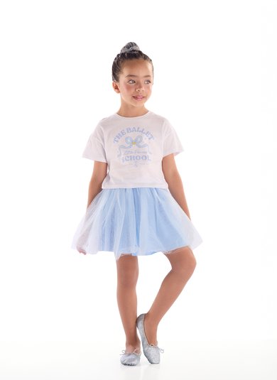Blusa Infantil Menina Algodão com Estampa de Ballet Branco