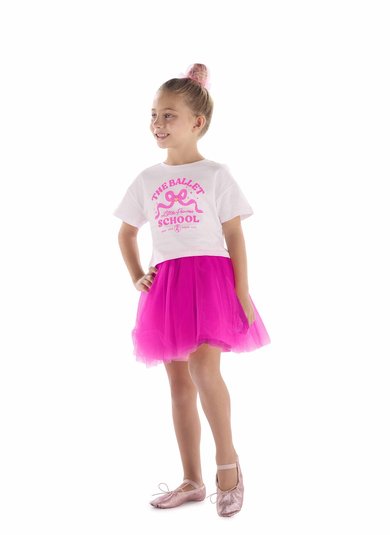 Blusa Infantil Menina Algodão com Estampa de Ballet Branco