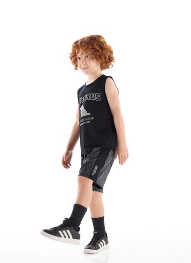 Conjunto Infantil Regata Dry Fit e Bermuda Preto
