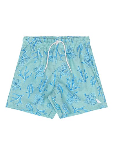 Bermuda Infantil Masculina de Microfibra Tropical Azul