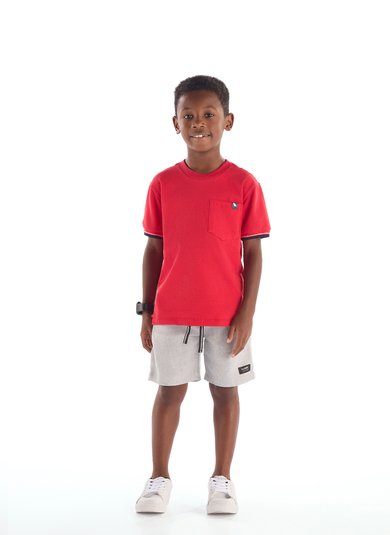 Camiseta Infantil Masculino em Piquet com Elastano Vermelho
