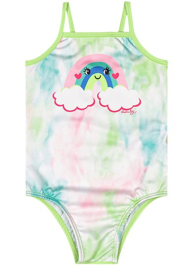 Maiô Infantil em Malha UV DRY com Forro em Microfibra Verde Claro
