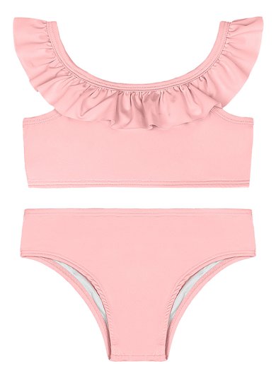 Biquíni Infantil em Malha Lisa UV DRY Forrados Rosa