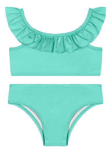 Biquíni Infantil em Malha Lisa UV DRY Forrados Verde