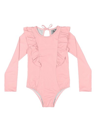 Maiô Infantil Manga Longa FPS 50+ com Forro Rosa