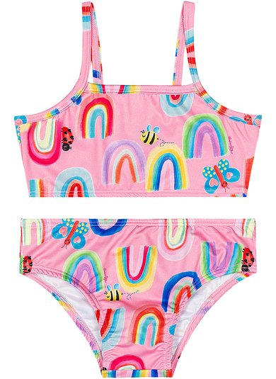 Biquíni Infantil com Calcinha e Top em Malha UV DRY Rosa