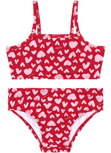 Biquíni Infantil com Calcinha e Top em Malha UV DRY Vermelho