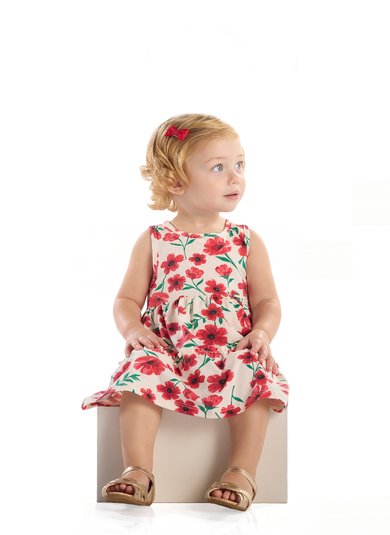 Vestido Bebê Floral em Algodão Multicolor