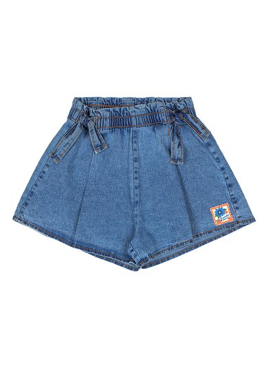 Short Infantil Feminino em Jeans com Elastano Azul Claro