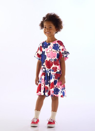 Vestido Infantil Tulipa em Meia Malha Branco Três e Já