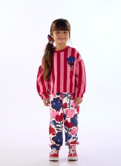Conjunto Tulipa Infantil Feminino de Inverno Rosa Três e Já