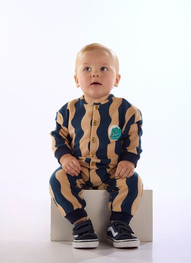 Macacão para Bebê Menino em Cotton Explosão Bege Três e Já