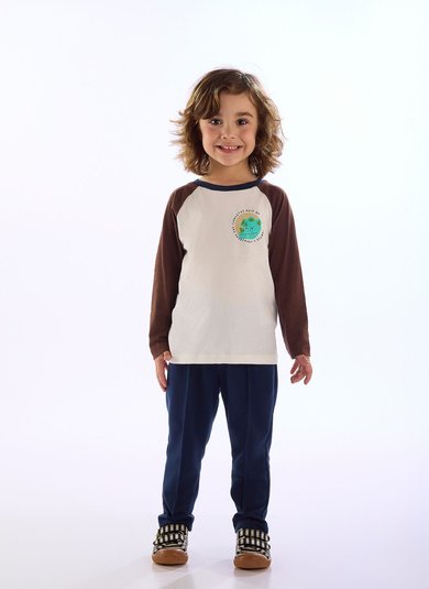 Conjunto Infantil Masculino Blusão e Calça Explosão Off White Três e Já