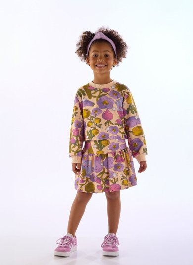 Conjunto Infantil Pomar com Blusão e Saia Rosa Três e Já