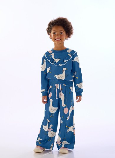 Conjunto Infantil Duquesa com Blusão e Calça Azul Marinho Três e Já