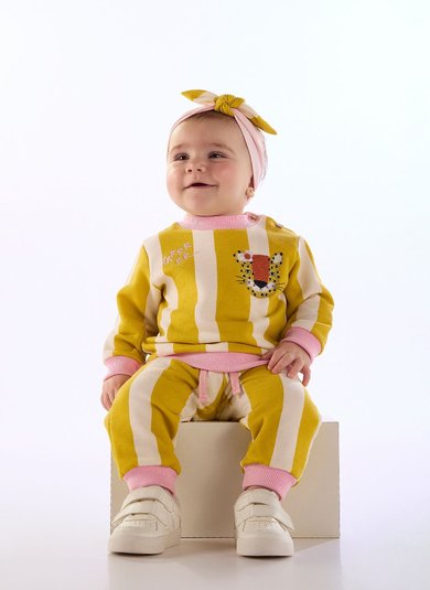 Conjunto Onça Florida para Bebê com Blusão e Calça Amarelo Três e Já