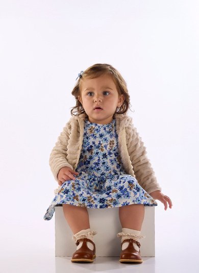 Jaqueta Bebê Menina com Capuz e Orelhinhas em Pelo Bege