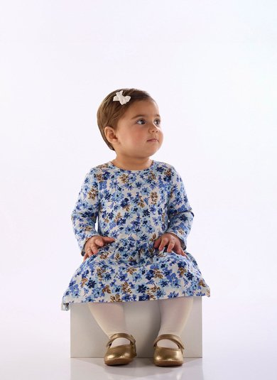 Vestido Bebê Menina em Cotton Estampado Floral Multicolor
