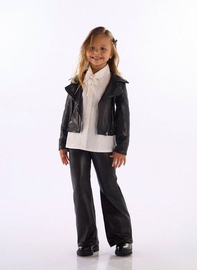 Calça flare infantil feminina em cirrê Preto