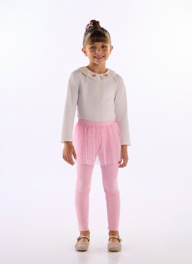Blusa infantil com gola bordada Branco