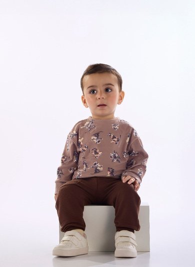 Conjunto Blusão e Calça de Moletom para Bebê Menino Marrom