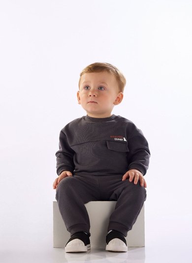 Conjunto Blusão e Calça de Moletom para Bebê Menino Cinza