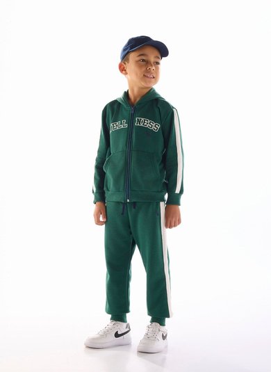 Conjunto moletom infantil menino com jaqueta e estampa 3D Verde
