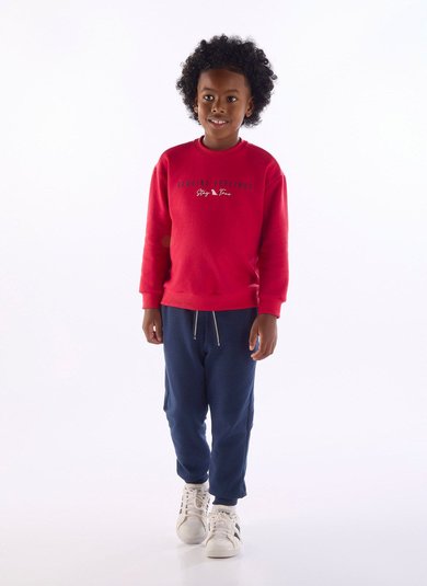 Roupa de inverno infantil masculina com estampa Vermelho