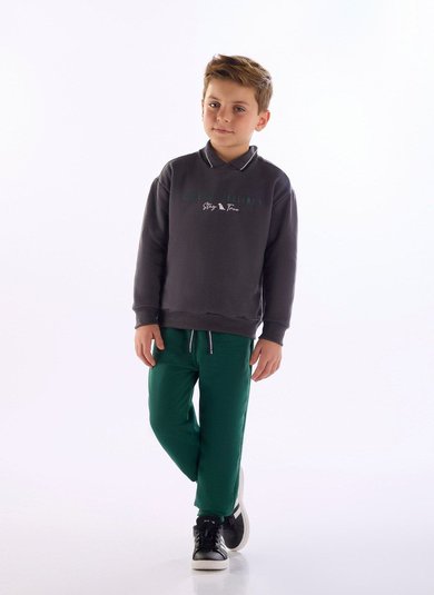 Roupa de inverno infantil masculina com estampa Cinza