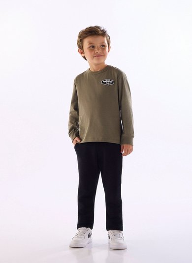 Conjunto infantil com camiseta e calça em gorgurão Verde