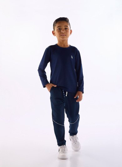 Camiseta dry fit manga longa infantil masculina Azul Marinho