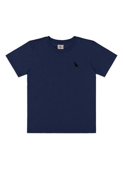 Camiseta Infantil Masculina em Meia Malha Básica Azul Marinho