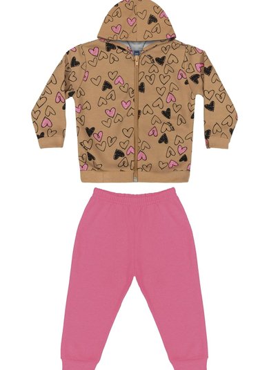 Conjunto Jaqueta e Calça Bebê Menina (Marrom) Bee Loop