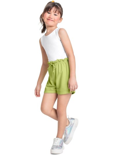 Shorts Básico para Menina em Moletom (Verde) Bee Loop