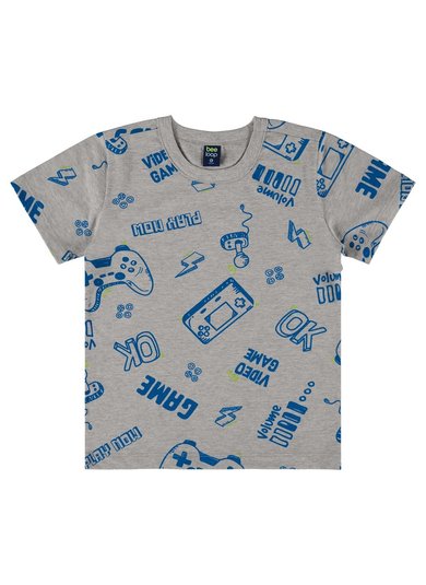 Camiseta Infantil Estampada para Menino (Cinza) Bee Loop