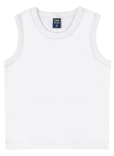 Regata Básica Infantil em Meia Malha para Menino (Branco) Bee Loop
