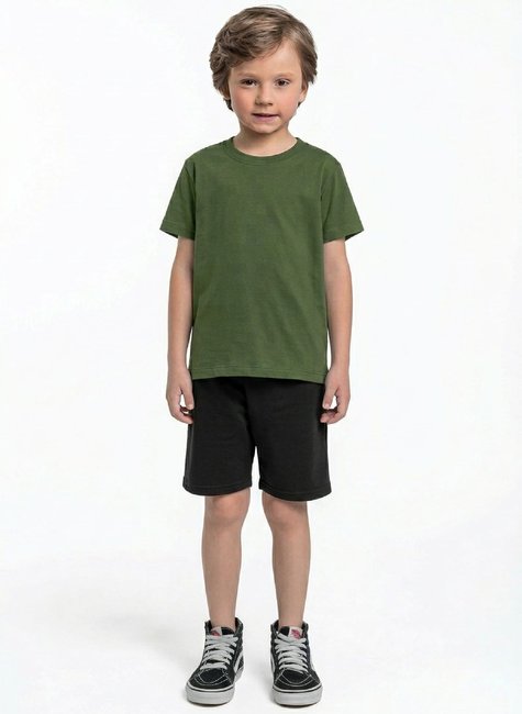 Camiseta em Meia Malha para Menino Verde Bee Loop