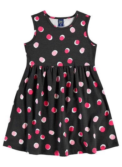 Vestido de Bolinhas para Menina (Preto) Bee Loop