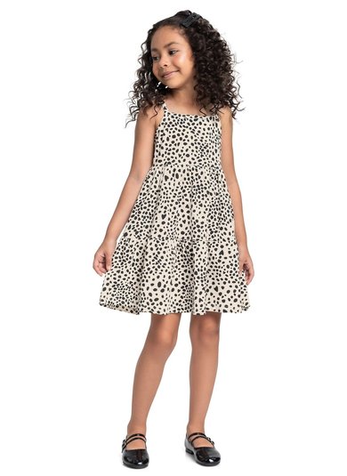 Vestido Infantil Estampado para Menina (Branco) Bee Loop