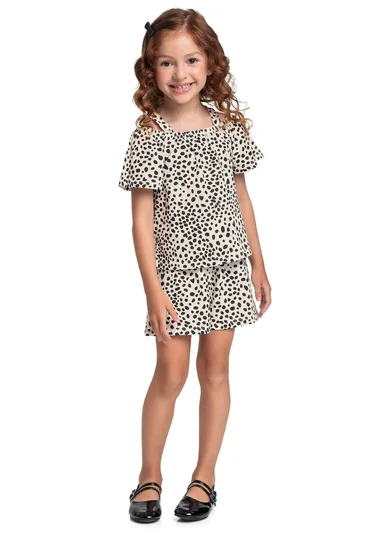 Conjunto Estampado com Bata e Short para Menina (Branco) Bee Loop