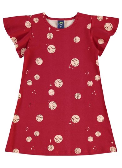 Vestido de Bolinhas Infantil em Cotton (Vermelho) Bee Loop