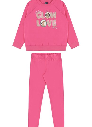 Conjunto Glow Love Infantil com Blusão e Calça Legging (Rosa) Bee Loop