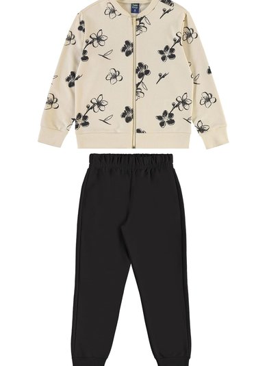 Conjunto para Menina com Jaqueta Floral e Calça (Bege) Bee Loop