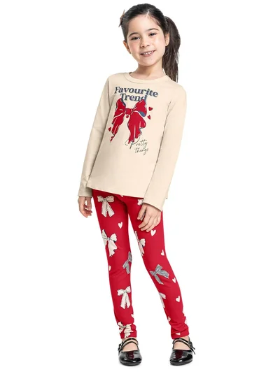 Conjunto Favourite Trend para Menina com Blusa e Calça Legging (Bege) Bee Loop