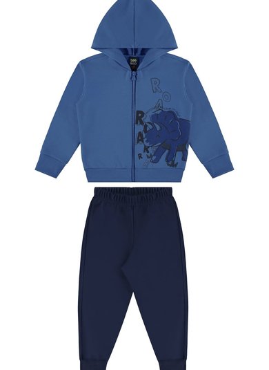 Conjunto para Menino com Jaqueta Dino e Calça (Azul) Bee Loop