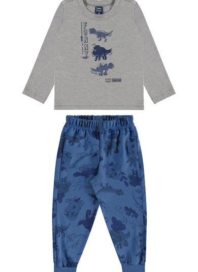 Conjunto Meu Dinossaurinho Infantil para Menino (Cinza) Bee Loop